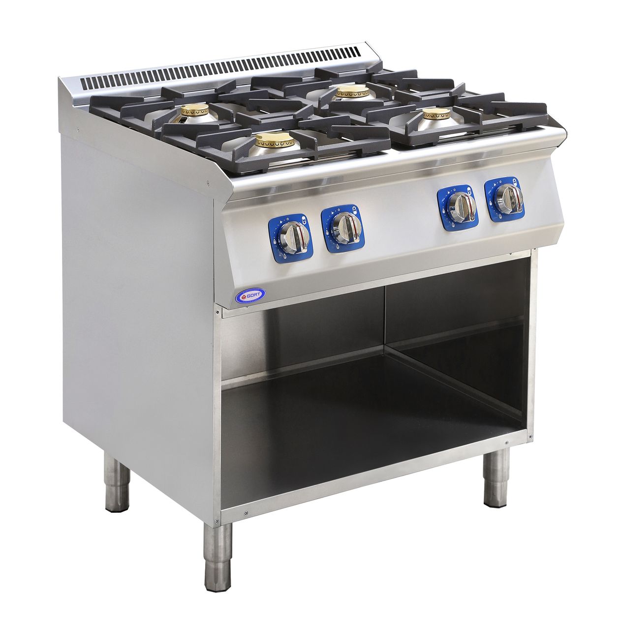 4 burner gas cooking range on open base GORT Foodservice Equipment