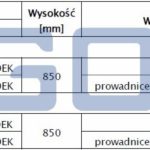 stoły grzewcze z podwójnymi drzwiami skrzydłowymi tabela