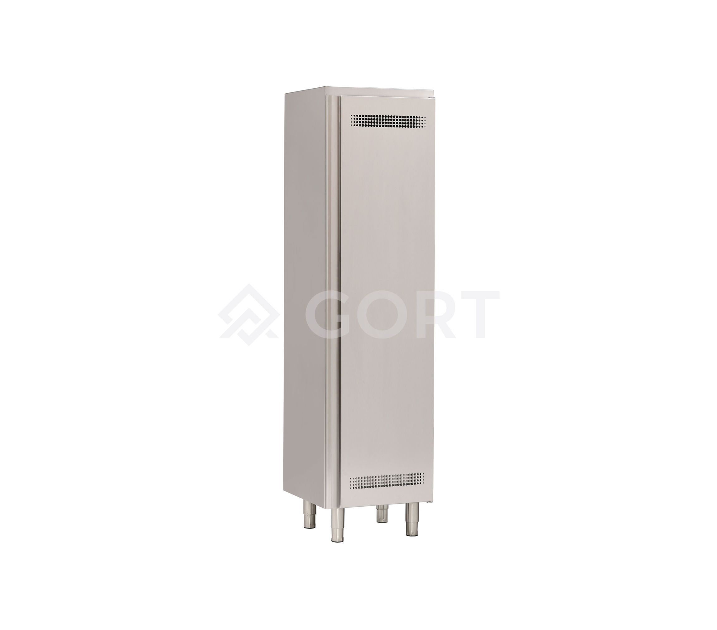Utility cabinet with single hinged door