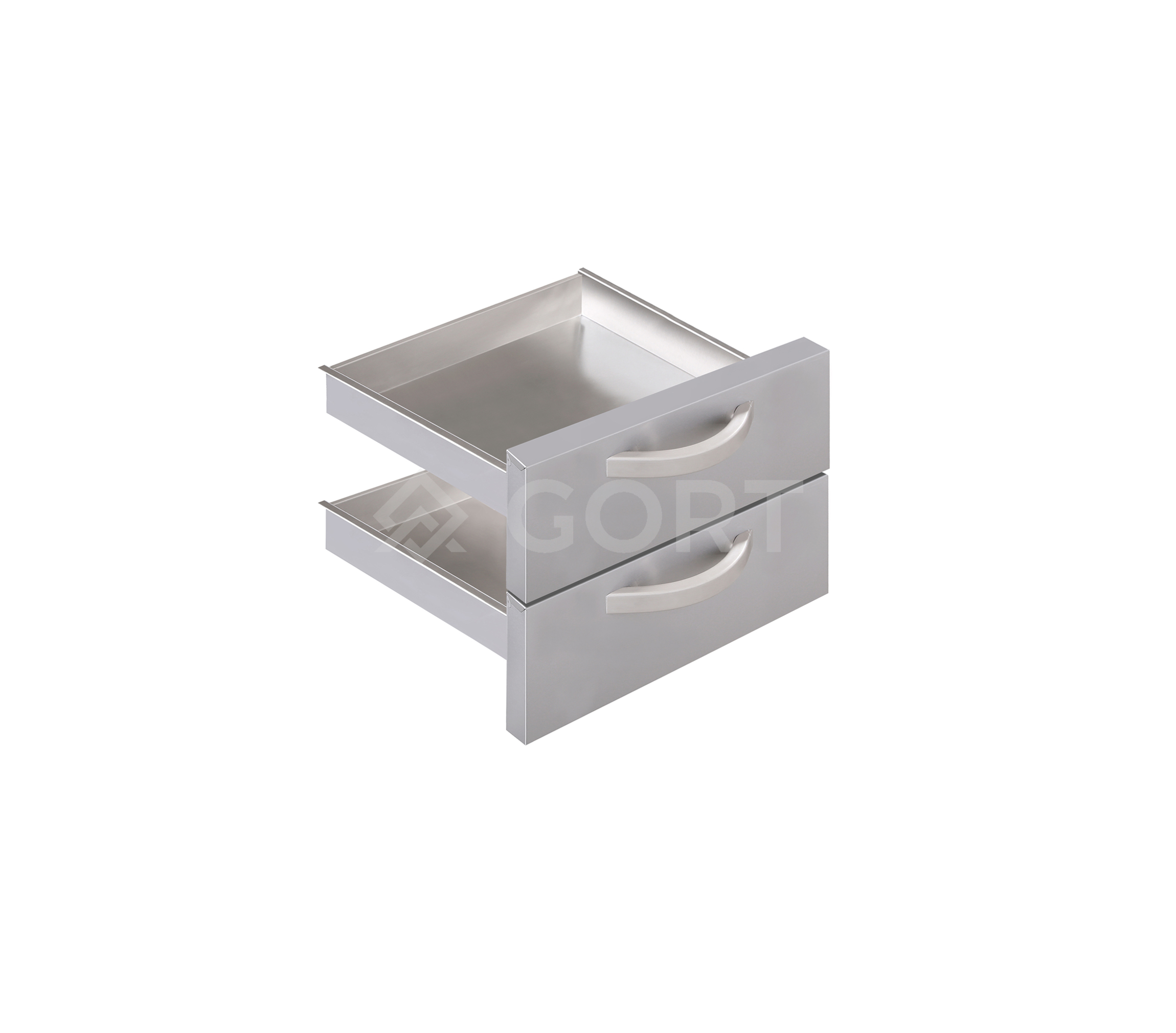 Two drawers section for 600 mm open bases