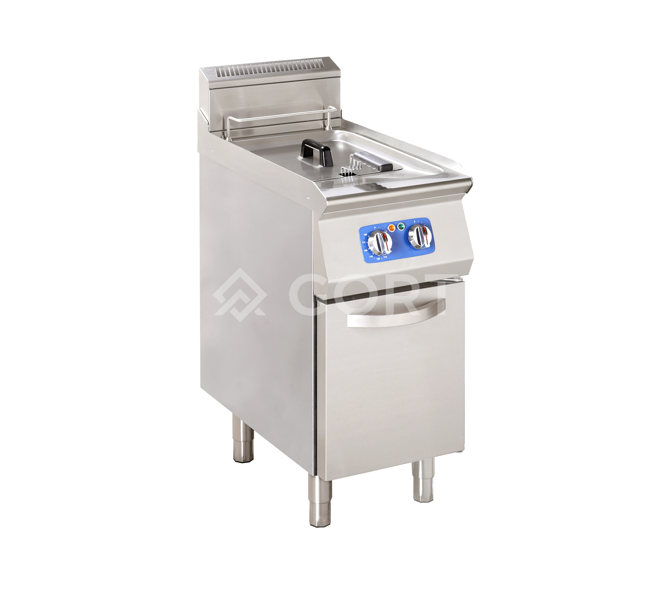 Single tank electric fryer with cold zone
