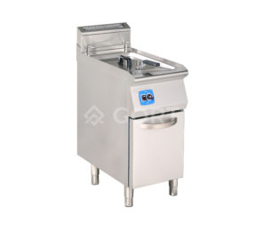 Single tank gas fryer with cold zone