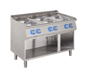 6 plate electric cooking range on open base