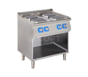 4 plate electric cooking range on open base