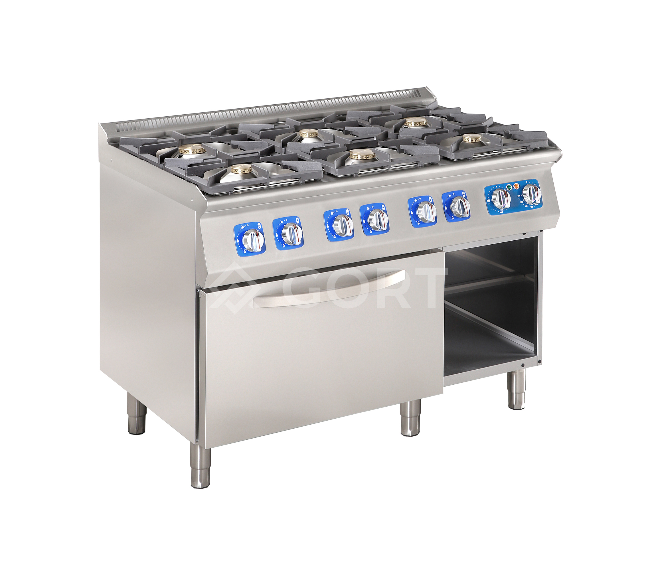 6 burner gas cooking range on electric oven