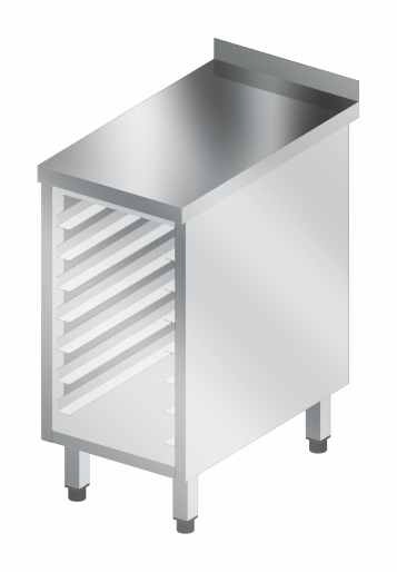 Cupboard with open module with sliding rails for GN 1/1