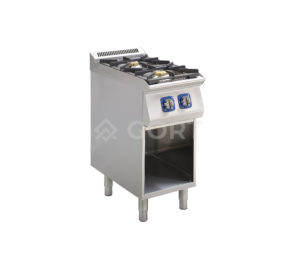 2 burner gas cooking range on open base