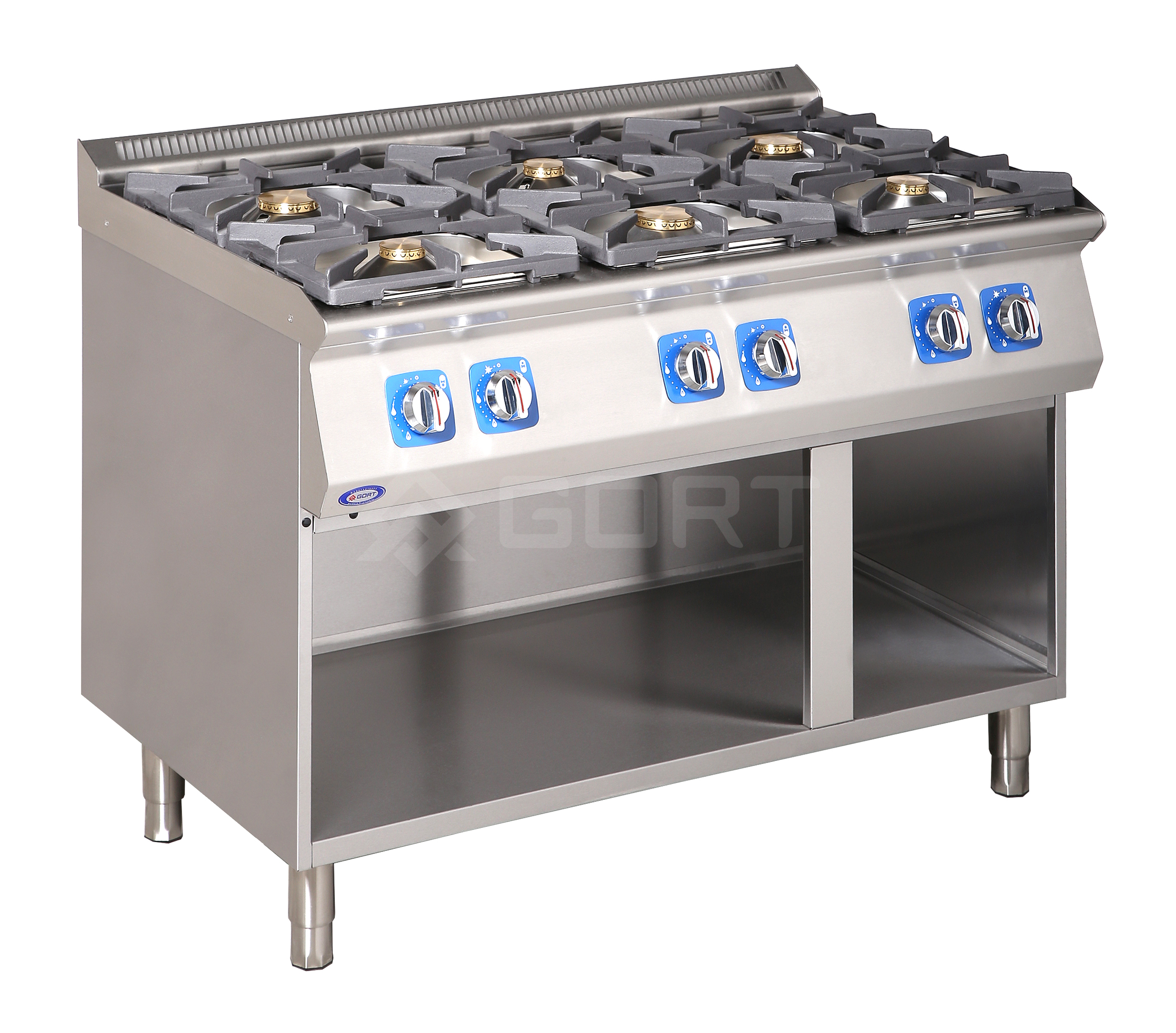 6 burner gas cooking range on open base - GORT - Foodservice Equipment ...
