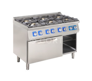 6 burner gas cooking range on electric oven