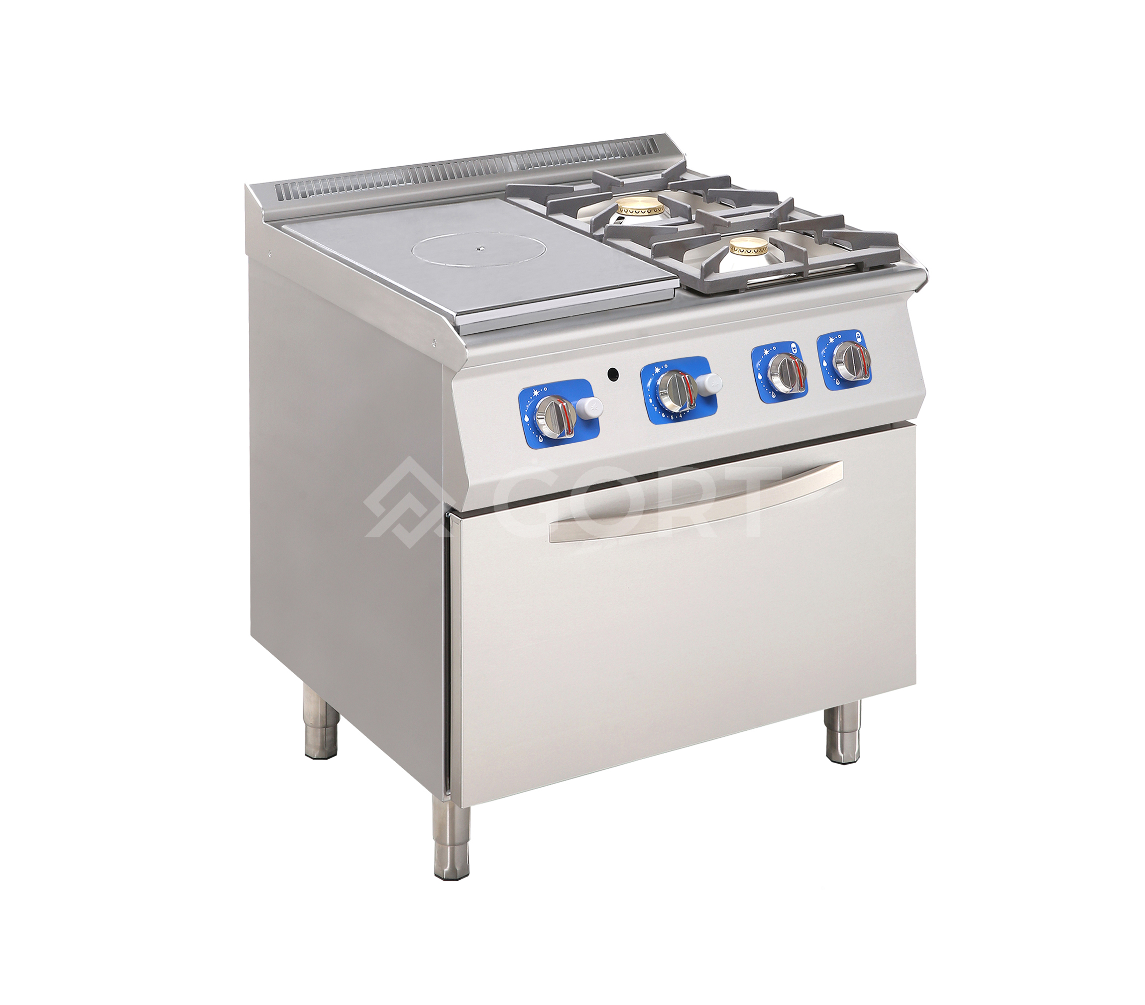 Gas solid top with 2 burner gas cooking range on gas oven