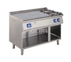 Gas solid top with 2 burner gas cooking range on open base