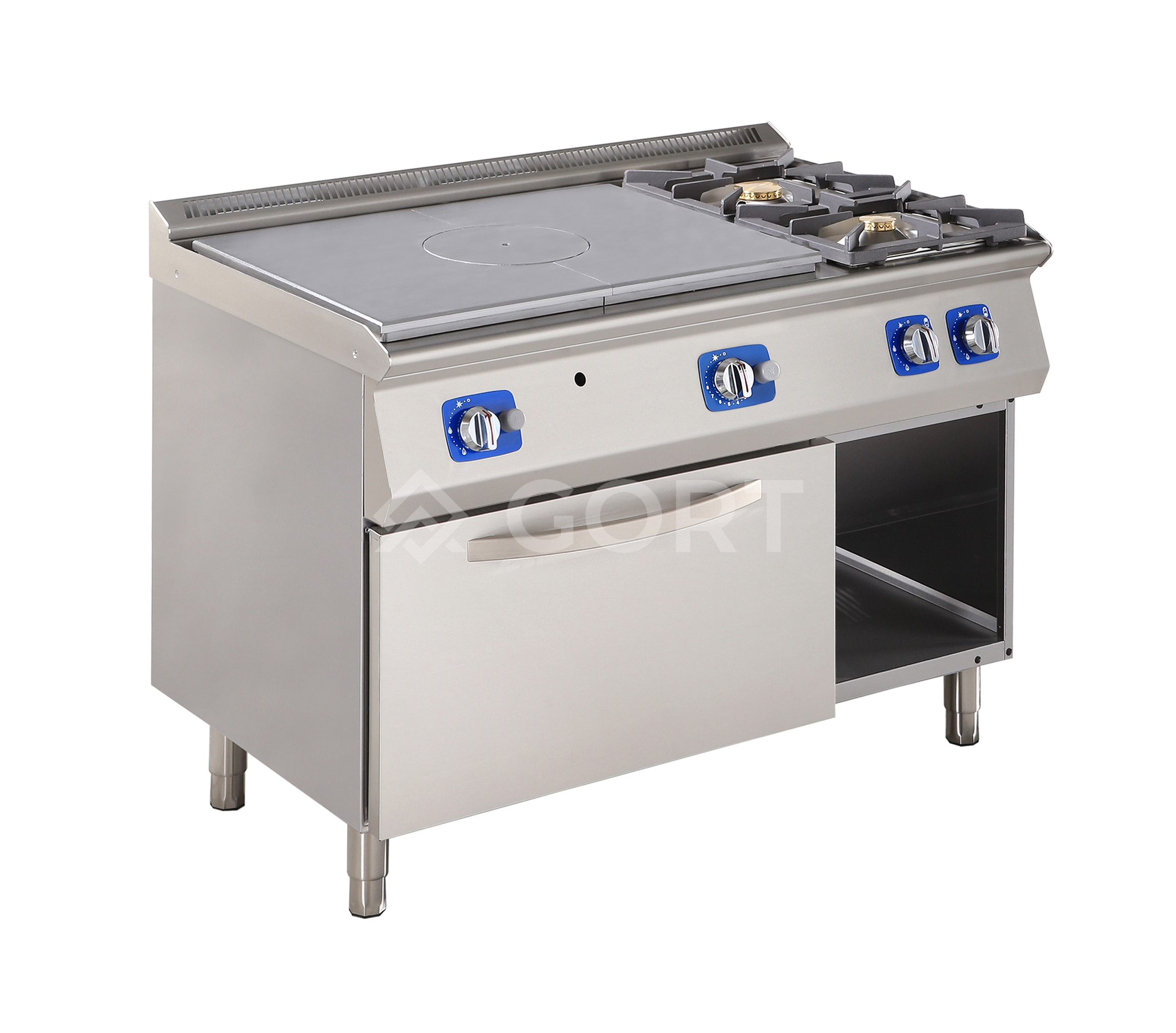 Gas solid top with 2 burner gas cooking range on gas oven