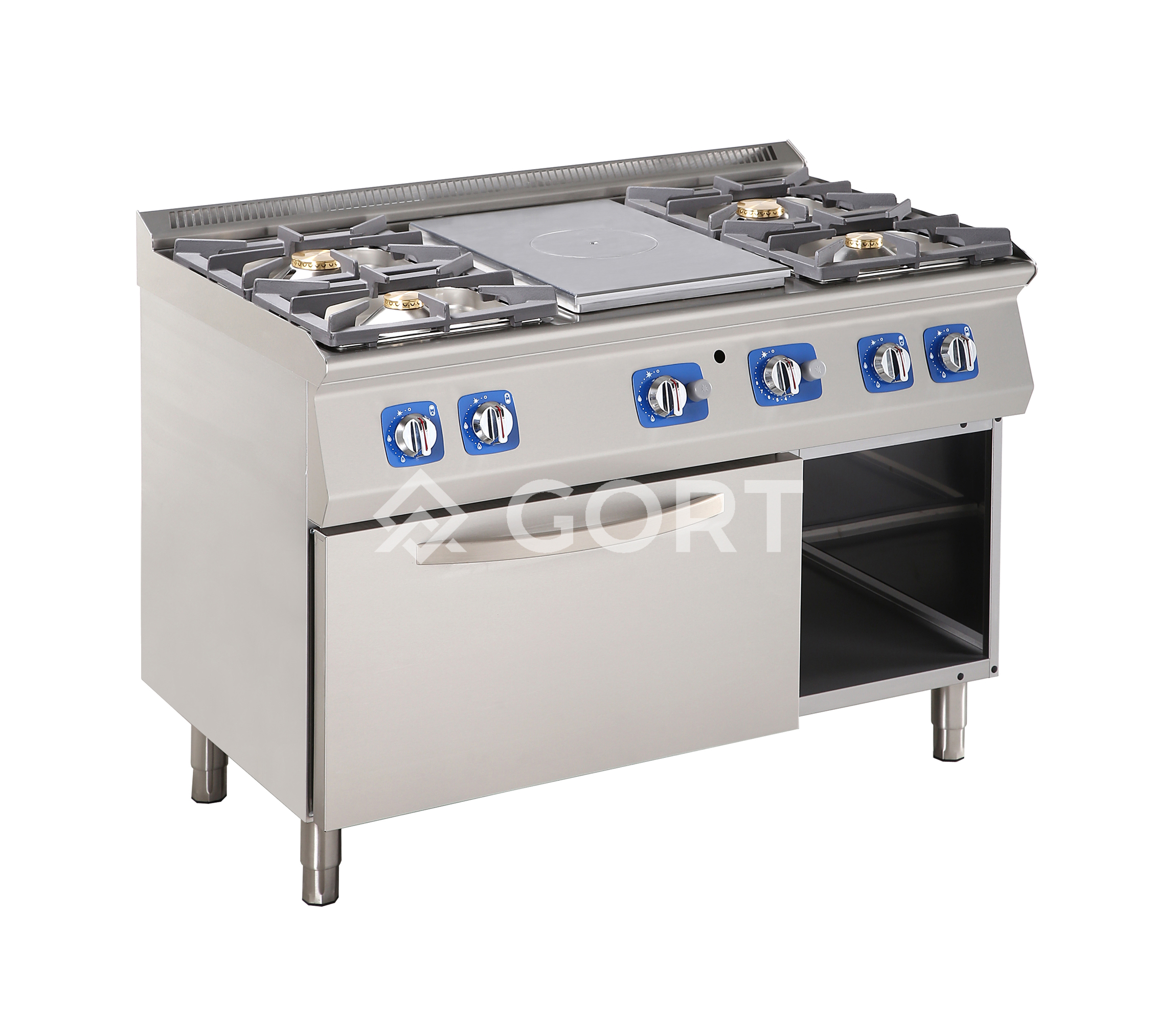Gas solid top with 4 burner gas cooking range on gas oven