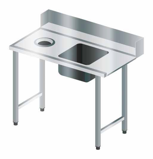 Loading table with sink and waste chute