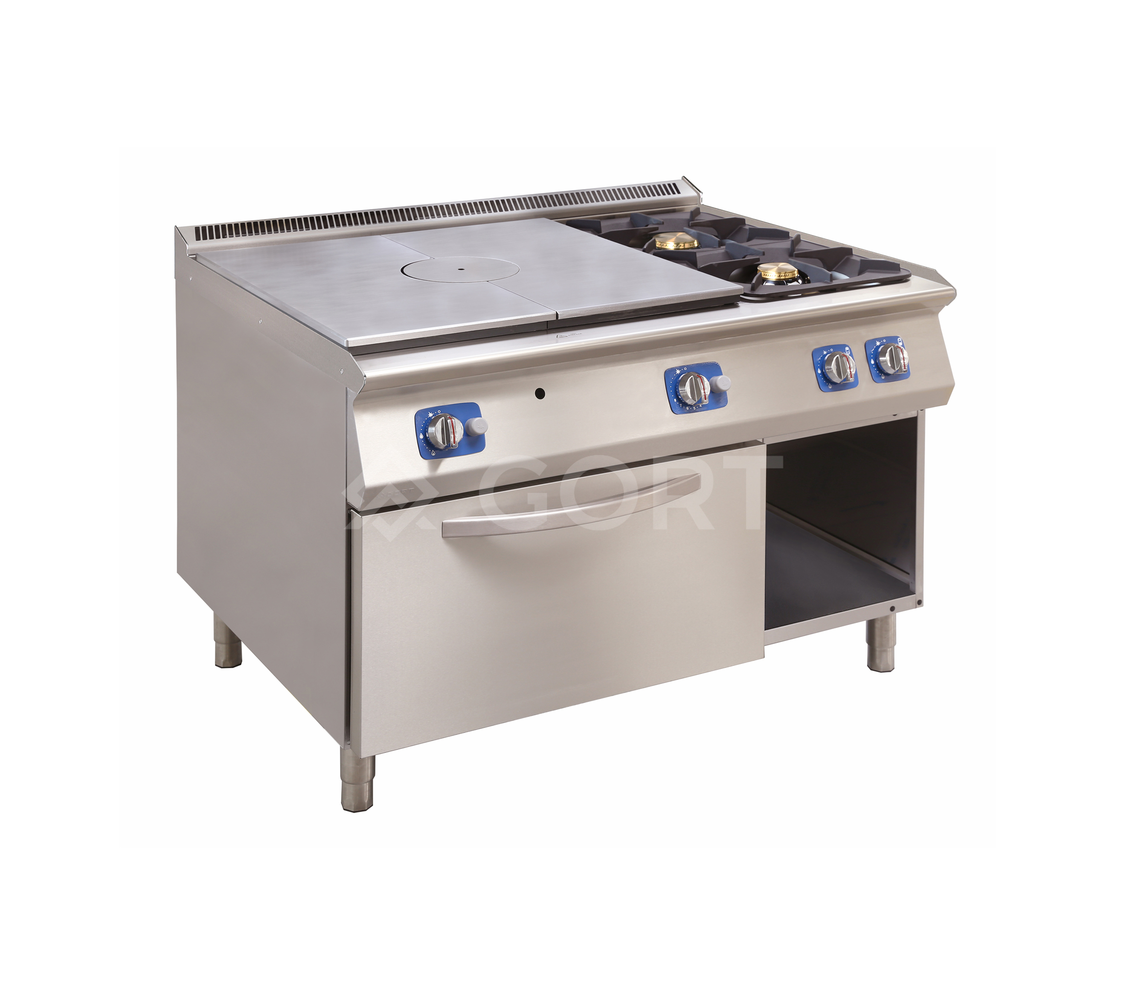 Gas solid top with 2 burner gas cooking top on gas oven 1200 MM L900